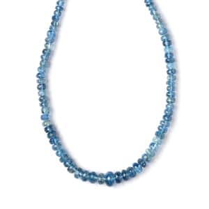 Certified & Appraised Rhapsody AAAA Santa Maria Aquamarine 73.20 ctw Beaded Graduation Necklace in 950 Platinum 18-20 Inches