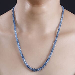 Certified & Appraised Rhapsody AAAA Santa Maria Aquamarine 73.20 ctw Beaded Graduated Necklace in 950 Platinum 18-20 Inches