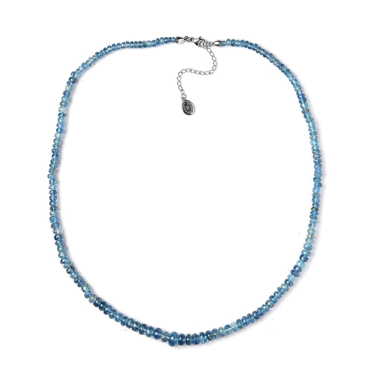 Certified & Appraised Rhapsody AAAA Santa Maria Aquamarine 73.20 ctw Beaded Graduation Necklace in 950 Platinum 18-20 Inches image number 3