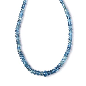 Certified & Appraised Rhapsody AAAA Santa Maria Aquamarine 73.20 ctw Beaded Graduated Necklace in 950 Platinum 18-20 Inches