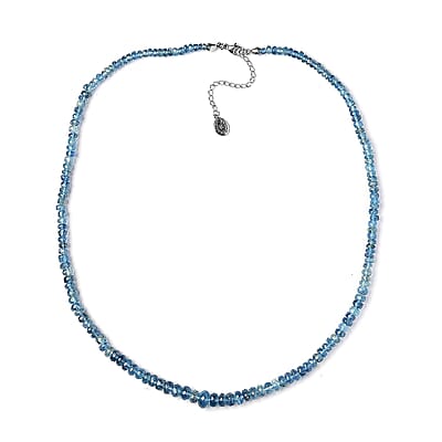 Certified & Appraised Rhapsody AAAA Santa Maria Aquamarine 73.20 ctw Beaded Graduated Necklace in 950 Platinum 18-20 Inches