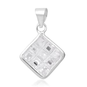 Simulated Diamond Pendant in Sterling Silver