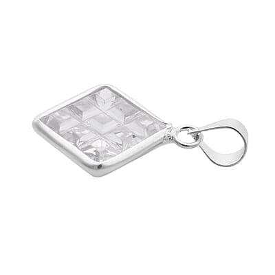 Simulated Diamond Pendant without Chain in Sterling Silver