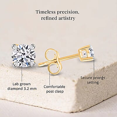 SGL Certified Luxuriant Lab Grown Diamond VS 2.00 ctw Stud Earrings in 14K Yellow Gold
