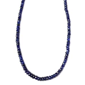 D'Joy Madagascar Blue Sapphire 100.00 ctw Beaded Graduation Necklace in 18K Vermeil Yellow Gold Over Sterling Silver 18 Inches