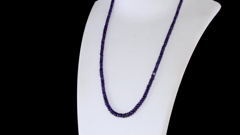 D'Joy Madagascar Blue Sapphire 100.00 ctw Beaded Graduated Necklace in 18K Vermeil Yellow Gold Over Sterling Silver 18 Inches