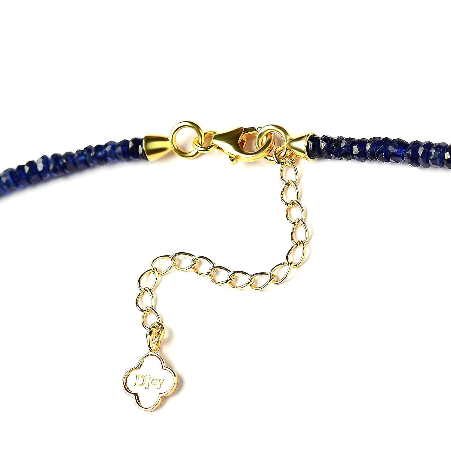 D'Joy Madagascar Blue Sapphire 100.00 ctw Beaded Graduated Necklace in 18K Vermeil Yellow Gold Over Sterling Silver 18 Inches