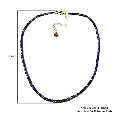 D'Joy Madagascar Blue Sapphire 100.00 ctw Beaded Graduated Necklace in 18K Vermeil Yellow Gold Over Sterling Silver 18 Inches