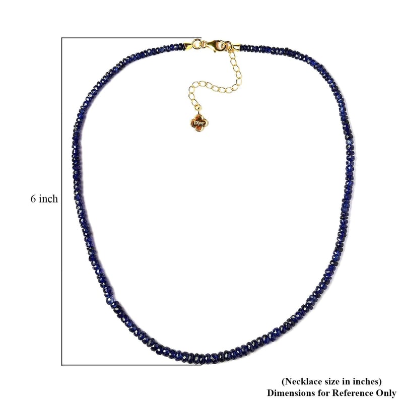 D'Joy Madagascar Blue Sapphire 100.00 ctw Beaded Graduated Necklace in 18K Vermeil Yellow Gold Over Sterling Silver 18 Inches