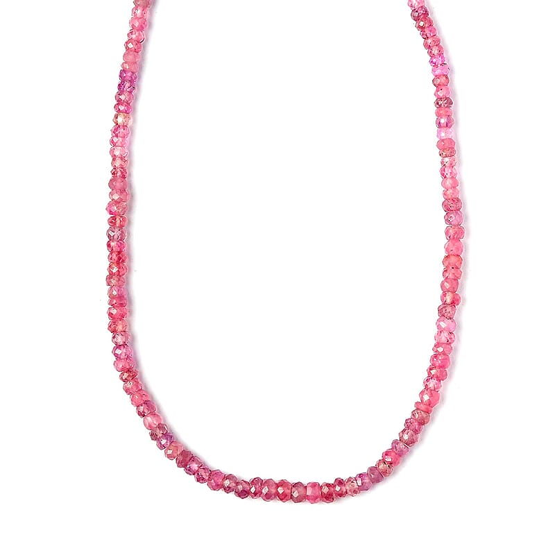 D'Joy Madagascar Pink Sapphire 82.85 ctw Beaded Graduated Necklace in 18K Vermeil Yellow Gold Over Sterling Silver 18-20 Inches