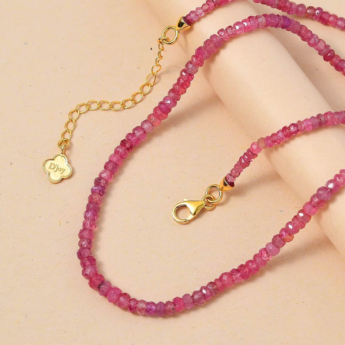 D'Joy Madagascar Pink Sapphire 82.85 ctw Beaded Graduation Necklace in 18K Vermeil Yellow Gold Over Sterling Silver 18-20 Inches image number 1