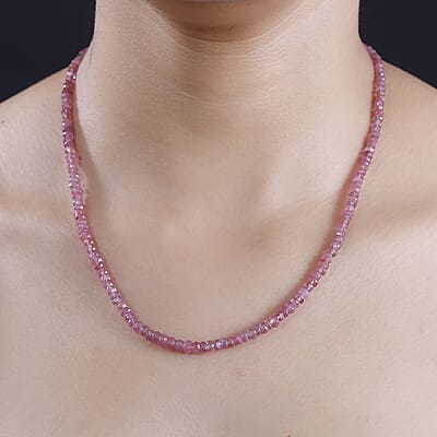 D'Joy Madagascar Pink Sapphire 82.85 ctw Beaded Graduated Necklace in 18K Vermeil Yellow Gold Over Sterling Silver 18-20 Inches