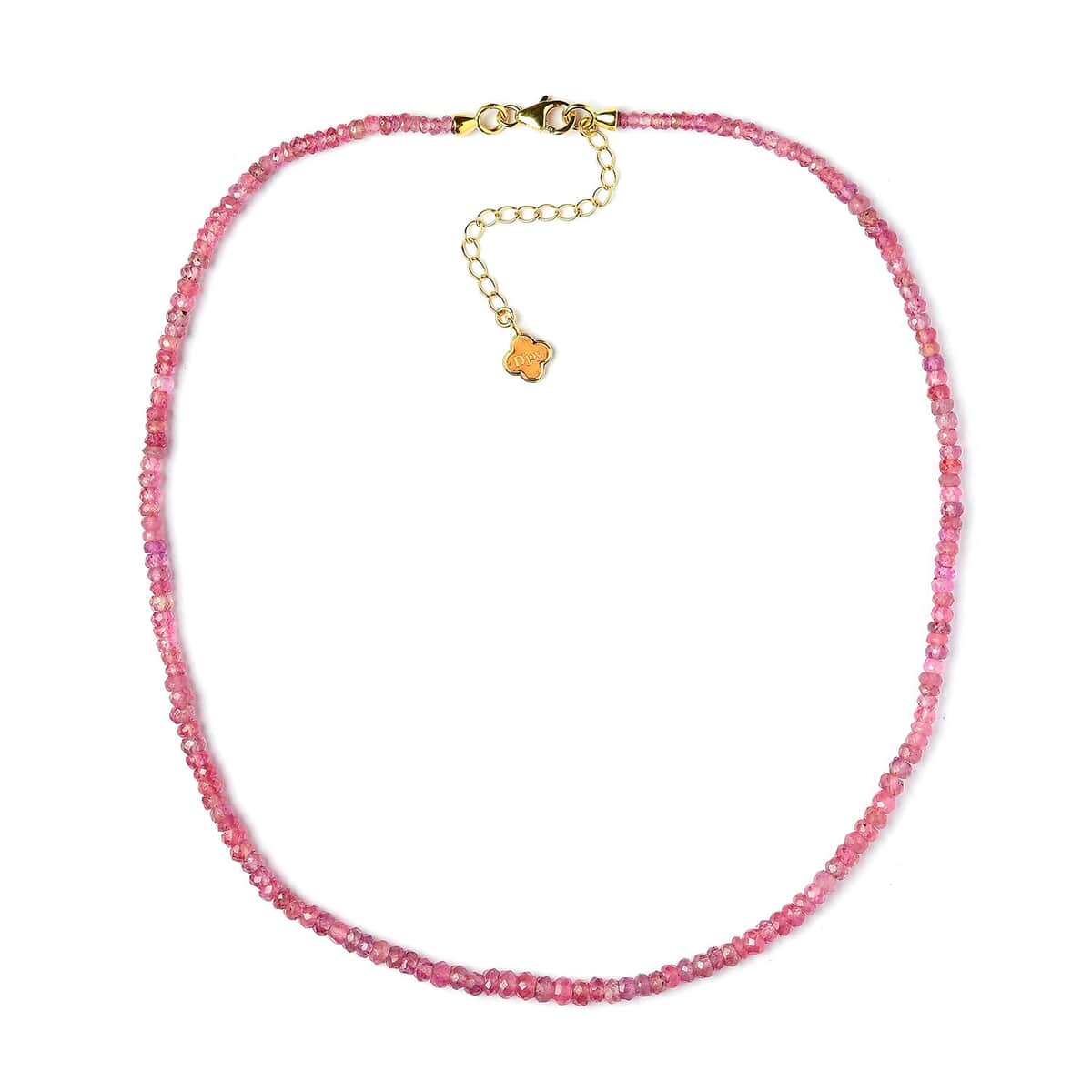 D'Joy Madagascar Pink Sapphire 82.85 ctw Beaded Graduation Necklace in 18K Vermeil Yellow Gold Over Sterling Silver 18-20 Inches image number 3