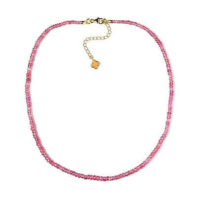 D'Joy Madagascar Pink Sapphire 82.85 ctw Beaded Graduated Necklace in 18K Vermeil Yellow Gold Over Sterling Silver 18-20 Inches