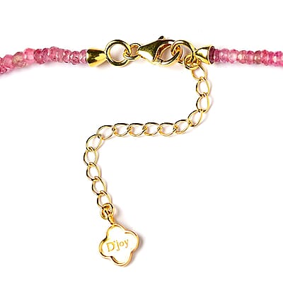 D'Joy Madagascar Pink Sapphire 82.85 ctw Beaded Graduated Necklace in 18K Vermeil Yellow Gold Over Sterling Silver 18-20 Inches