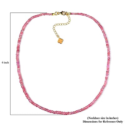 D'Joy Madagascar Pink Sapphire 82.85 ctw Beaded Graduated Necklace in 18K Vermeil Yellow Gold Over Sterling Silver 18-20 Inches