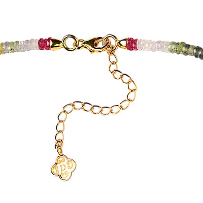 D'Joy Multi Sapphire 90.30 ctw Beaded Graduated Necklace in 18K Vermeil Yellow Gold Over Sterling Silver 18-20 Inches