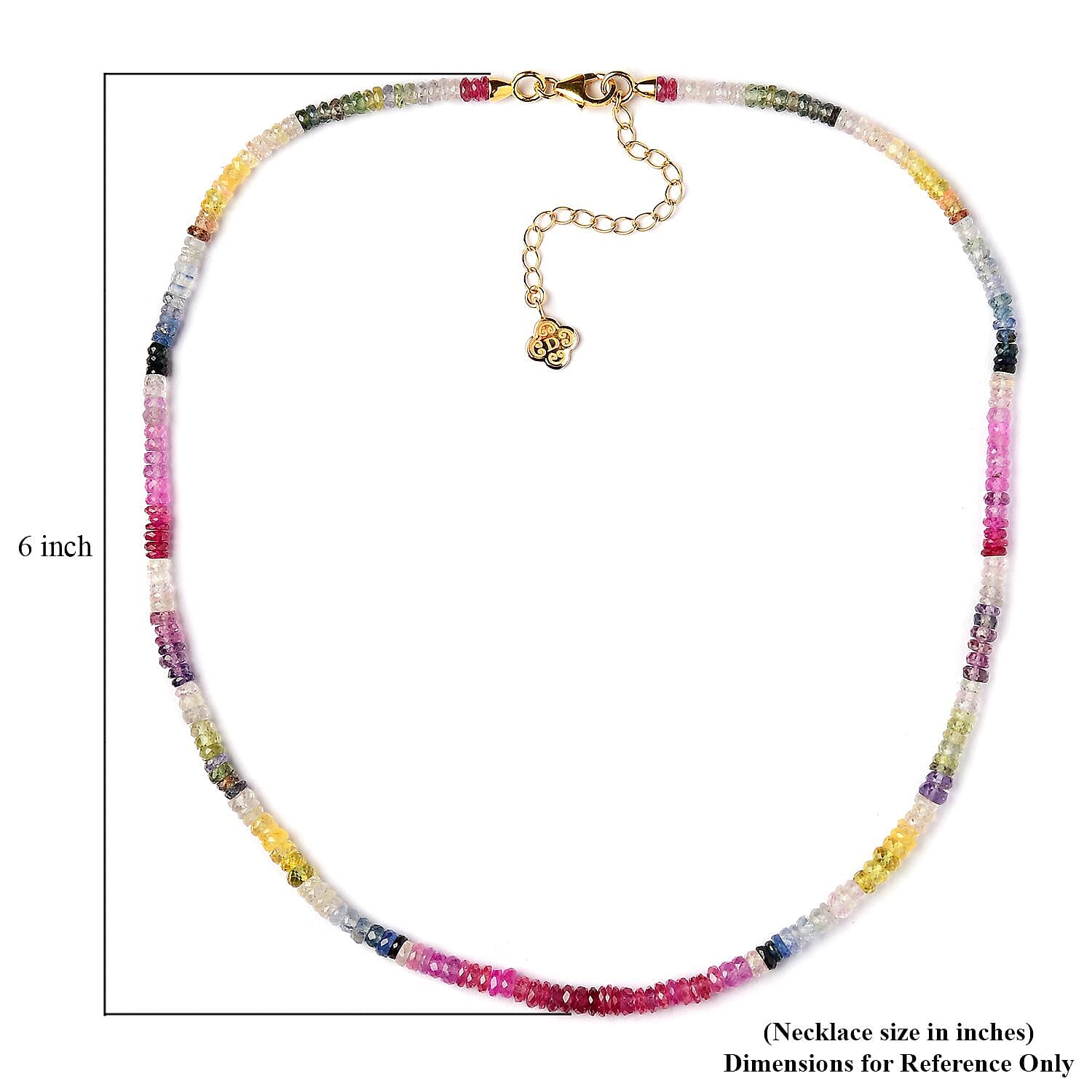 D'Joy Multi Sapphire 90.30 ctw Beaded Graduated Necklace in 18K Vermeil Yellow Gold Over Sterling Silver 18-20 Inches