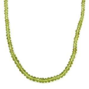 D'Joy Peridot 90.25 ctw Beaded Graduation Necklace in 18K Vermeil Yellow Gold Over Sterling Silver 18-20 Inches