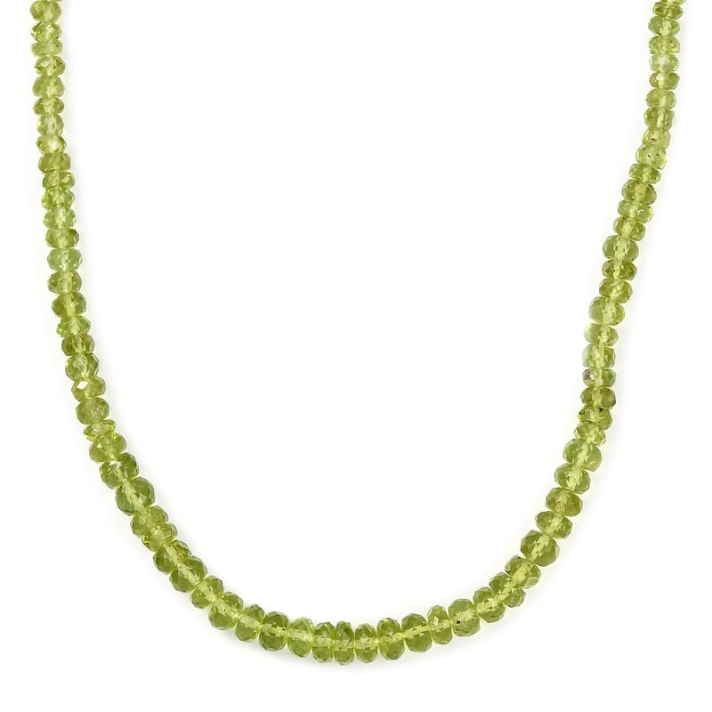 D'Joy Peridot 90.25 ctw Beaded Graduated Necklace in 18K Vermeil Yellow Gold Over Sterling Silver 18-20 Inches