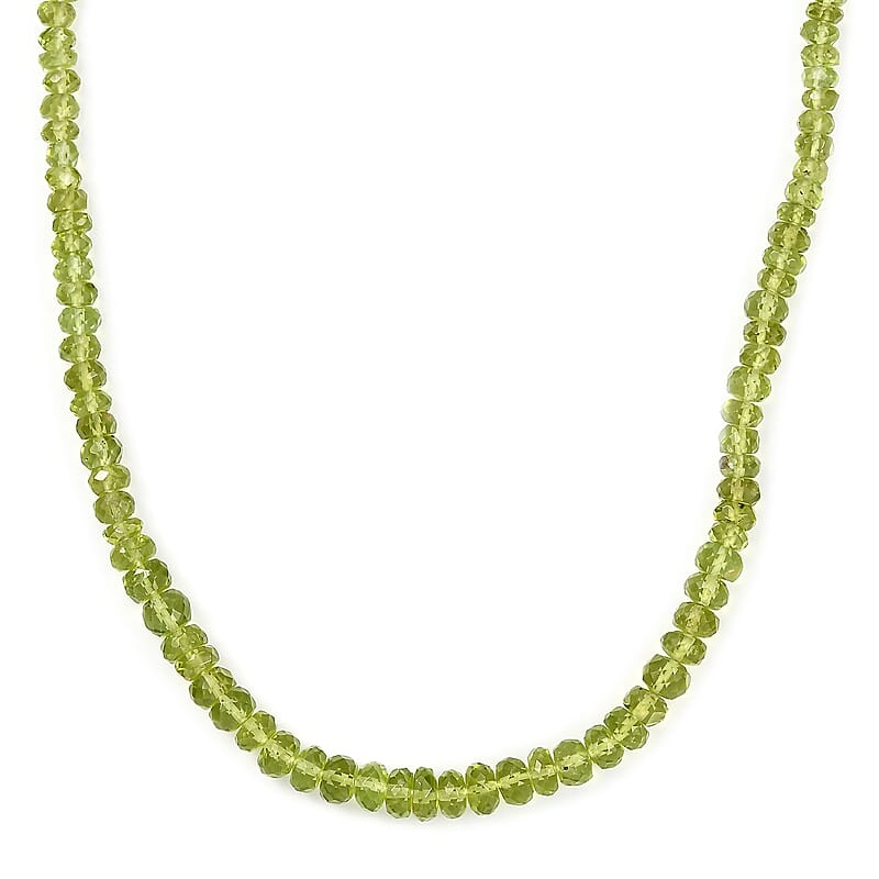 D'Joy Peridot 90.25 ctw Beaded Graduated Necklace in 18K Vermeil Yellow Gold Over Sterling Silver 18-20 Inches