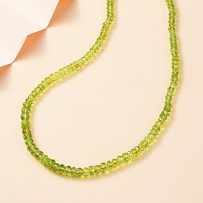 D'Joy Peridot 90.25 ctw Beaded Graduated Necklace in 18K Vermeil Yellow Gold Over Sterling Silver 18-20 Inches