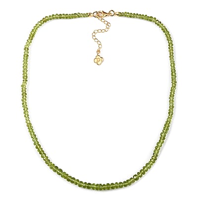 D'Joy Peridot 90.25 ctw Beaded Graduated Necklace in 18K Vermeil Yellow Gold Over Sterling Silver 18-20 Inches