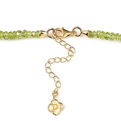 D'Joy Peridot 90.25 ctw Beaded Graduated Necklace in 18K Vermeil Yellow Gold Over Sterling Silver 18-20 Inches