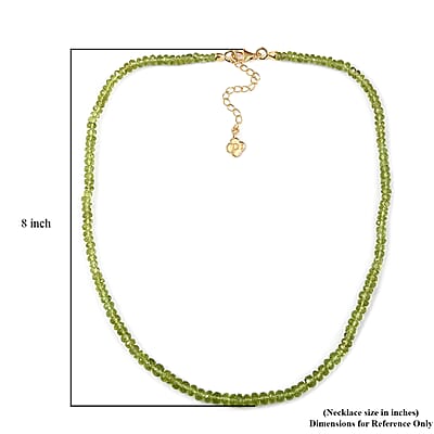 D'Joy Peridot 90.25 ctw Beaded Graduated Necklace in 18K Vermeil Yellow Gold Over Sterling Silver 18-20 Inches