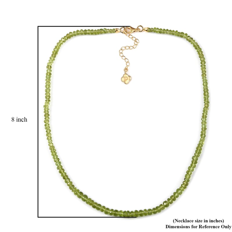 D'Joy Peridot 90.25 ctw Beaded Graduated Necklace in 18K Vermeil Yellow Gold Over Sterling Silver 18-20 Inches