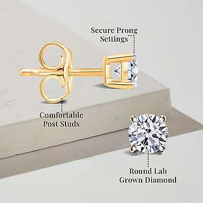 Luxuriant Lab Grown Diamond VS 0.50 ctw Stud Earrings in 14K Yellow Gold