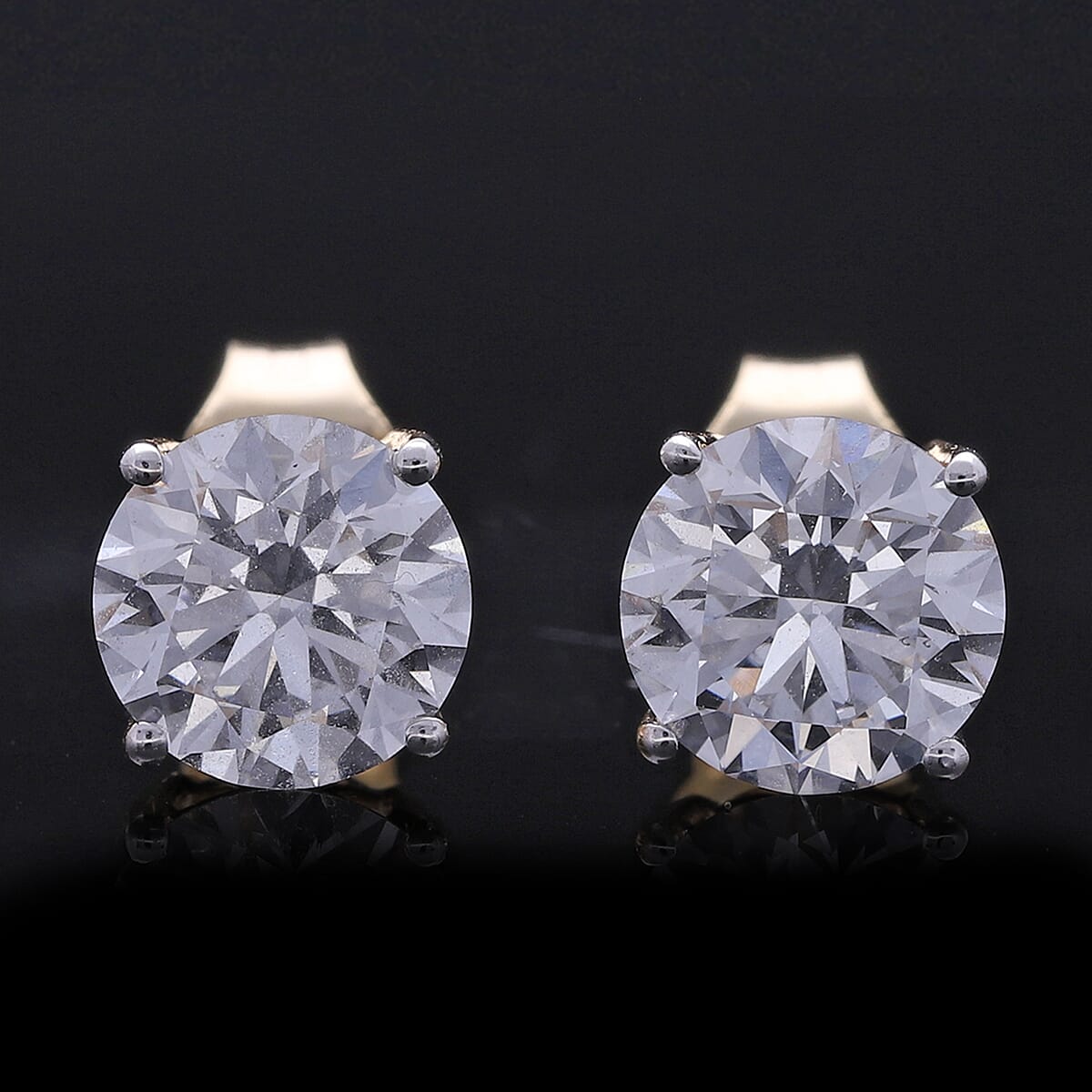 14K Yellow Gold Luxuriant Lab Grown Diamond G-H VS 2.50 ctw Earrings image number 1