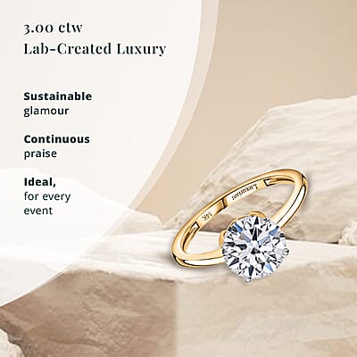 SGL Certified Luxuriant Lab Grown Diamond VS 3.00 ctw Ring in 14K Yellow Gold (Size 8.0)