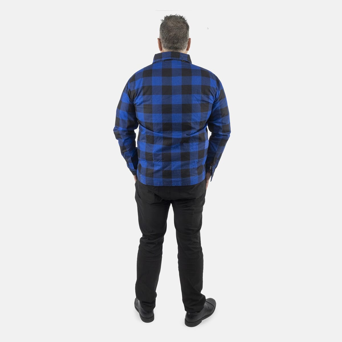 Tamsy Blue Unisex Plaid Oversized 100% Cotton Long Sleeve Canvas Button-Up Shirt - L image number 1