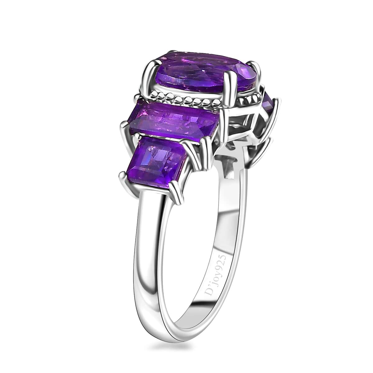 Premium Mashamba Amethyst and African Amethyst 3.40 ctw Royal Majesty Ring in Rhodium Over Sterling Silver image number 3