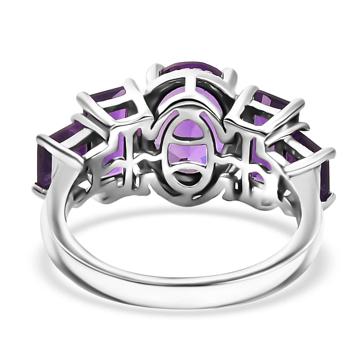 Premium Mashamba Amethyst and African Amethyst 3.40 ctw Royal Majesty Ring in Rhodium Over Sterling Silver image number 4