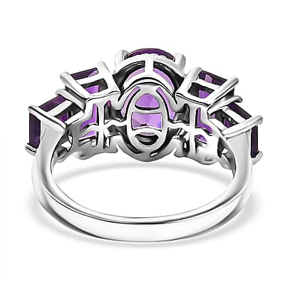 Premium Mashamba Amethyst and African Amethyst 3.40 ctw Royal Majesty Ring in Rhodium Over Sterling Silver (Size 10.0)