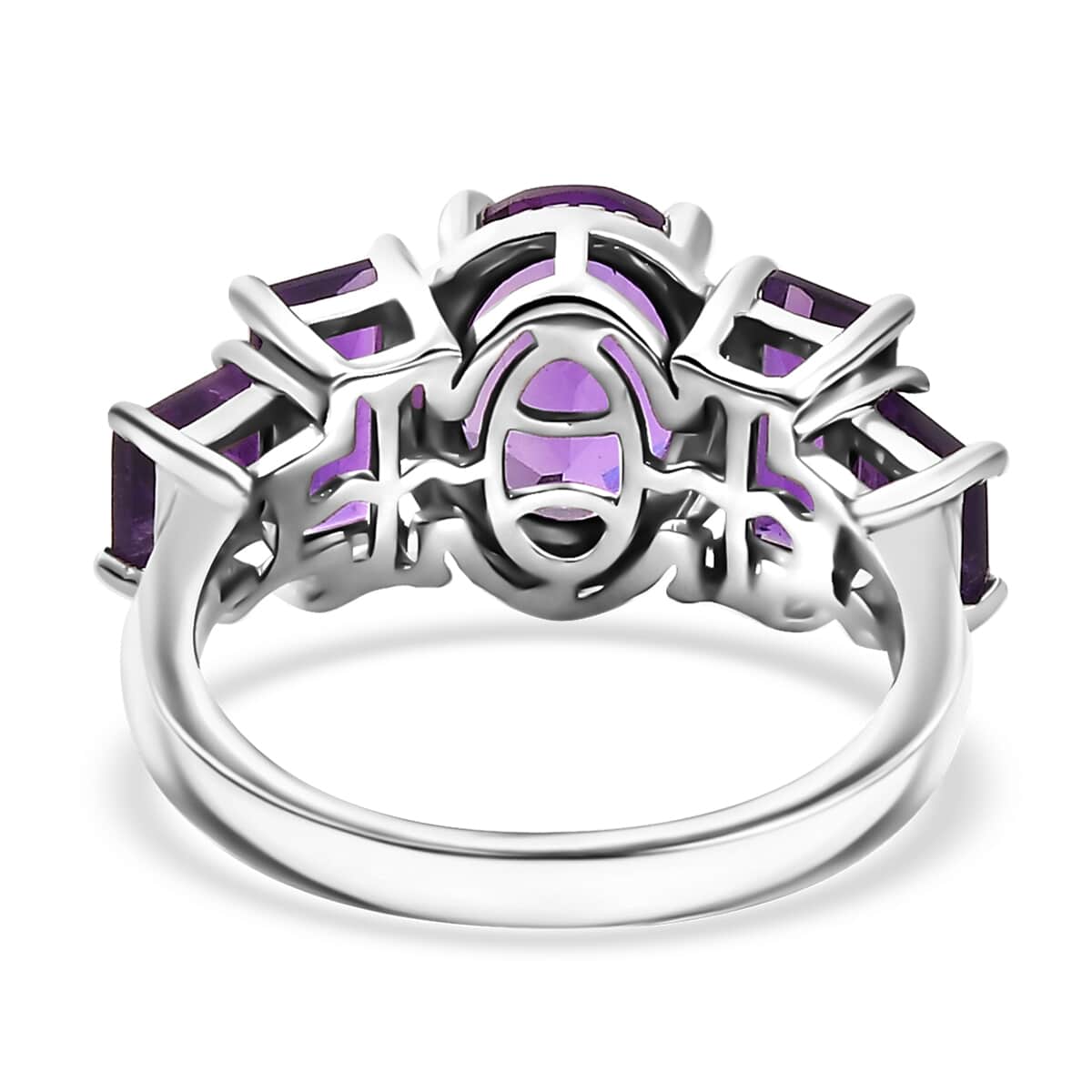 Premium Mashamba Amethyst and African Amethyst 3.40 ctw Royal Majesty Ring in Rhodium Over Sterling Silver (Size 5.0) image number 4