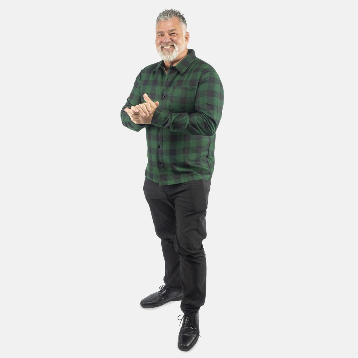 Value Buy Tamsy Green Unisex Plaid Oversized 100% Cotton Long Sleeve Canvas Button-Up Shirt - L image number 0