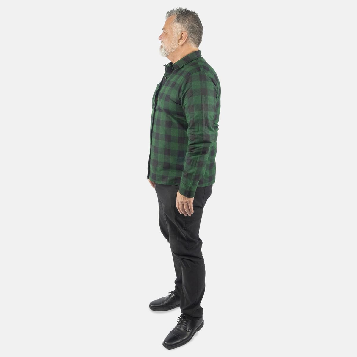Value Buy Tamsy Green Unisex Plaid Oversized 100% Cotton Long Sleeve Canvas Button-Up Shirt - L image number 2