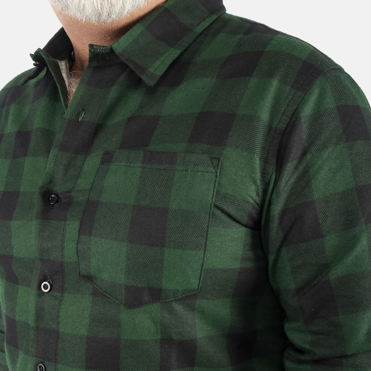 Value Buy Tamsy Green Unisex Plaid Oversized 100% Cotton Long Sleeve Canvas Button-Up Shirt - L image number 3