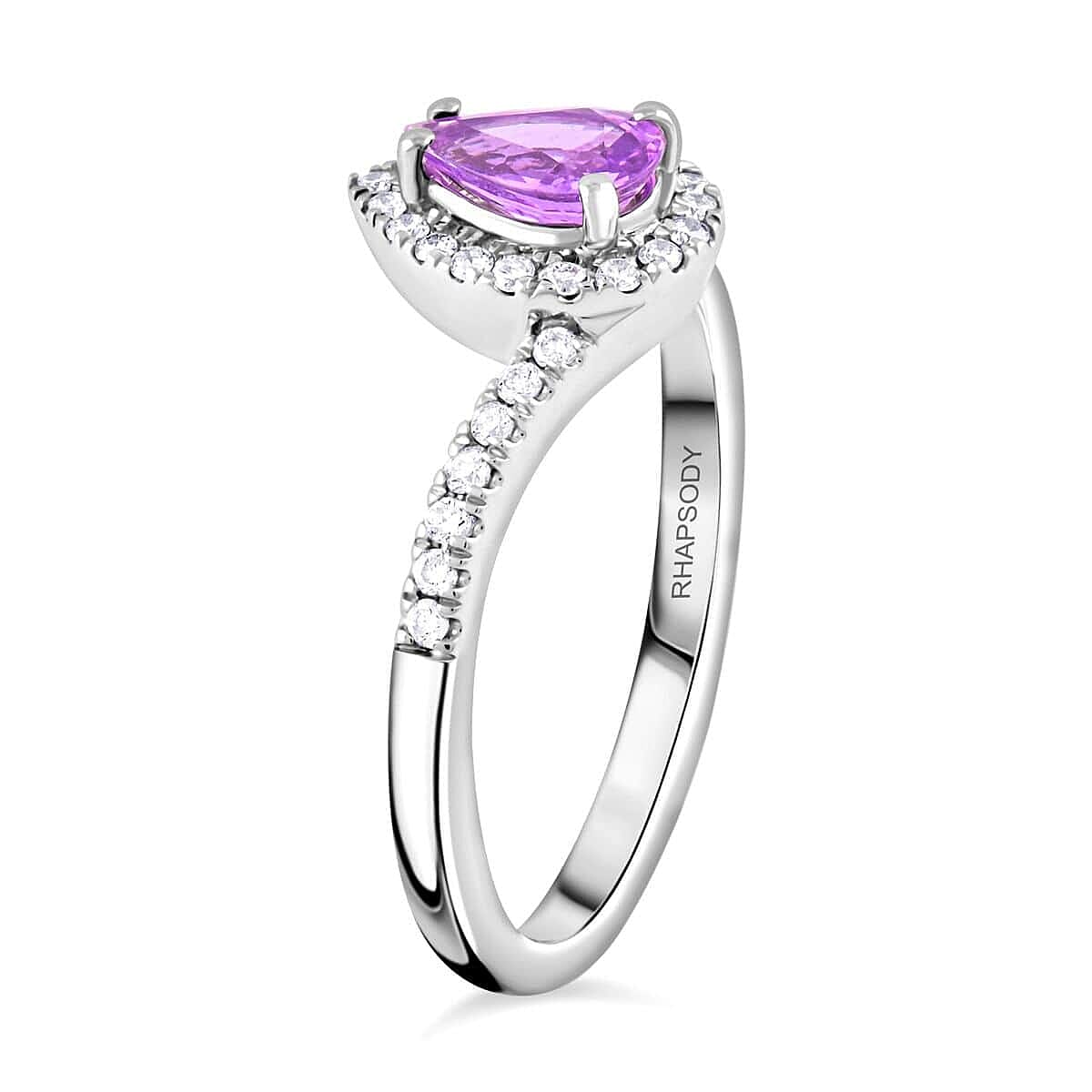 Certified & Appraised Rhapsody AAAA Madagascar Purple Sapphire and E-F VS Diamond 1.00 ctw Ring in 950 Platinum (Size 7.5) 5.27 Grams image number 3