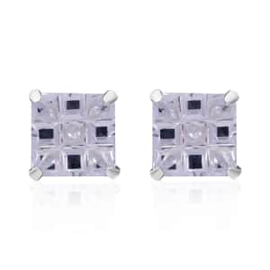 Simulated Diamond Earrings in Sterling Silver