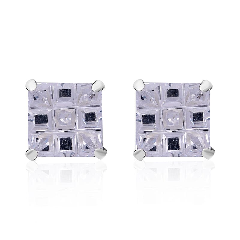 Simulated Diamond Earrings in Sterling Silver