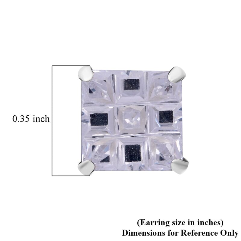 Simulated Diamond Earrings in Sterling Silver