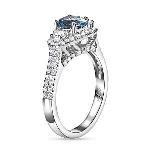 Certified & Appraised Rhapsody AAAA Santa Maria Aquamarine and E-F VS2 Diamond 1.48 ctw Ring in 950 Platinum (Size 5.5) 6.25 Gram