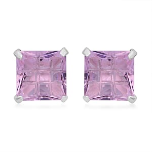 Simulated Pink Diamond Earrings in Sterling Silver