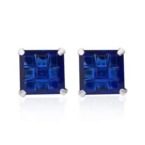 Simulated Blue Diamond Earrings in Sterling Silver