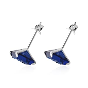 Simulated Blue Diamond Earrings in Sterling Silver