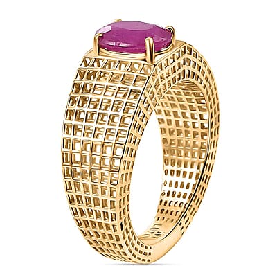 Luxoro Ruby Solitaire Ring in 10K Yellow Gold 1.75 ctw (Size 10.0)